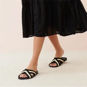 Jenni Kayne Cotton Crossover Sandal Black Stripe 38